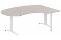 K2 compact 90° manager 190x141x104x60cm sur pied de soutien, plateau acacia, structure blanc