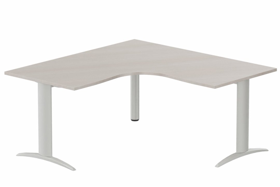 Plan Compact 90° symétrique 160x160/80cm structure pied d'angle, plateau acacia, structure aluminium
