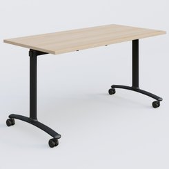 TABLES ABATTANTES - L.140xP.70 - Table abattante gamme Arca 140-70 cm. Plateau Hêtre et pietement Noir.
