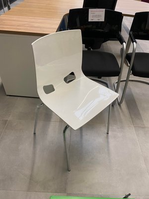 DESTOCKAGE - Chaise - Chaise GLOSSY structure chrome et coque polypropylène blanche