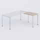Retour direct 80x60cm sur pied, plateau acacia, structure blanc