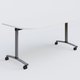 Module d'extrémité pour table abattante gamme Arca 165-80 cm. Plateau Blanc et pietement Aluminium.