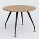 Table ronde diametre 110 cm avec 4 pieds de la gamme K5. Plateau Noyer et pietement Noir Mat