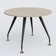 Table ronde diametre 110 cm avec 4 pieds de la gamme K5. Plateau Acacia et pietement Noir Mat