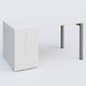 K3 Plateau droit 140x80 avec tour de rangement sous le plateau à gauche. Plateau Blanc et pietement Aluminium