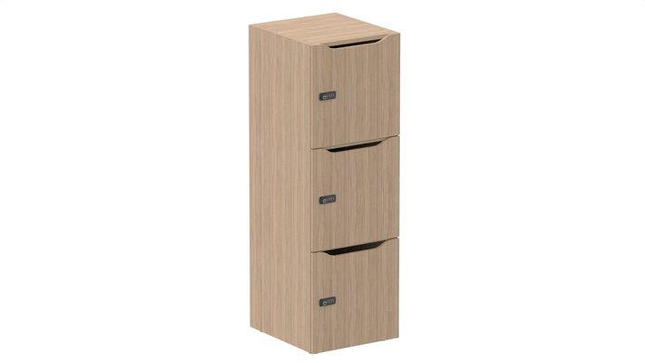 CASIERS - 3 cases - Meuble à cases H.137xL.45xP.50cm - 3 cases H43cm. portes avec découpe en partie haute. serrure à code