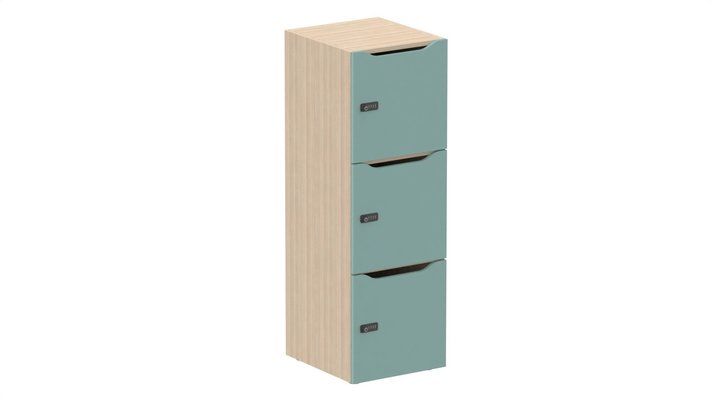 CASIERS - 3 cases - Meuble à cases H.137xL.45xP.50cm - 3 cases H43cm. portes avec découpe en partie haute. serrure à code