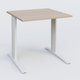 K1 Plateau droit 80x80 pieds fixe. Plateau Acacia et pietement Blanc