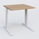 K1 Plateau droit 80x80 pieds fixe. Plateau Noyer et pietement Blanc