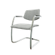 Diva - Chaise piétement luge chrome (CH).Assise et dossier tissu Berta Gris (AD2)