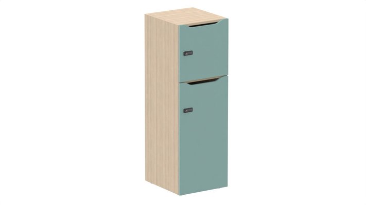 CASIERS - 2 cases - Meuble à cases H.137xL.45xP.50cm - 2 cases : 1 x H86cm (en bas) + 1 x H43cm. portes avec découpe en partie haute. serrure à code