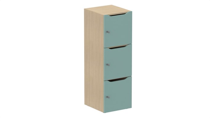 CASIERS - 3 cases - Meuble à cases H.137xL.45xP.50cm - 3 cases H43cm. portes avec découpe en partie haute. serrure à clé