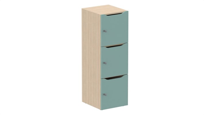 CASIERS - 3 cases - Meuble à cases H.137xL.45xP.50cm - 3 cases H43cm. portes avec découpe en partie haute. serrure à clé