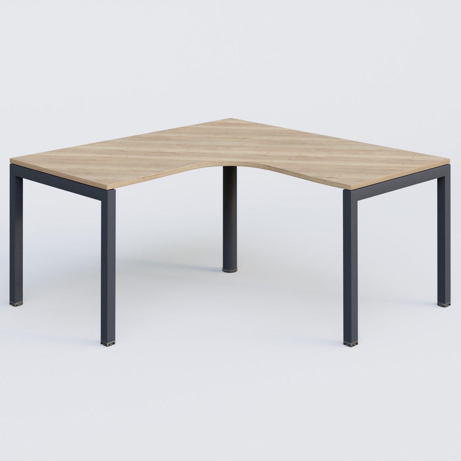 Bureau compact L 160/160 P 80/80 gamme K3. Plateau Chêne naturel et pietement Anthracite.