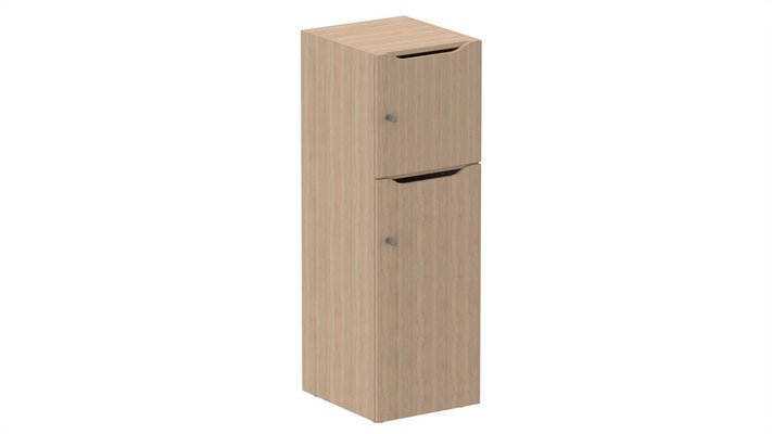 CASIERS - 2 cases - Meuble à cases H.137xL.45xP.50cm - 2 cases : 1 x H86cm (en bas) + 1 x H43cm- portes avec découpe en partie haute. serrure à clé