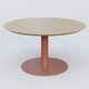 Table Basse Fashion Styl piètement colonne en métal et plateau bois. Plateau Chêne et pietement Brun cuivré (RAL 8004).