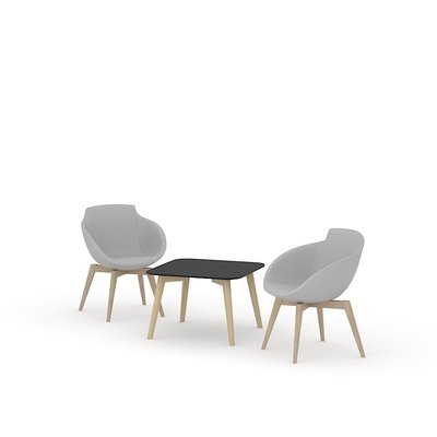TABLES BASSES - Pieds bois - COSY Table basse carrée 70x70 - H48cm - Plateau FENIX Noir chant Noir