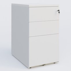 CAISSONS  - Hauteur de bureau - Caisson hauteur de bureau métalique 3 tiroirs avec top de finition, profondeur 60cm. Plateau Blanc et caisson Blanc.