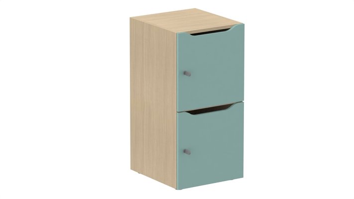 CASIERS - 2 cases - Meuble à cases H.92xL.45xP.50cm - 2 cases H43cm. portes avec découpe en partie haute. serrure à clé