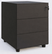 Caisson métal sur roulettes 3 tiroirs H57xL42xP54cm/ noir grainé