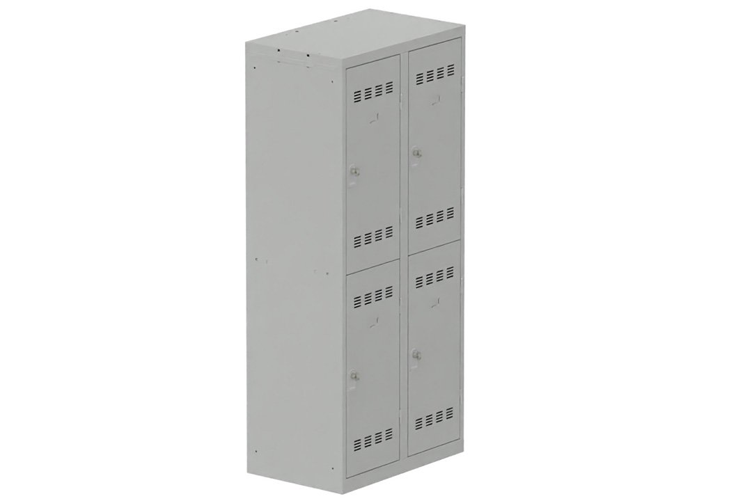 Vestiaire multicases 2 colonnes L,40cm 2 cases (fermeture cadenas) H,180xL,80xP,50cm coffre gris clair/portes gris clair