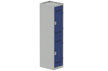 VESTIAIRES MULTICASES - 1 Colonne - Vestiaire multicases, 1 colonne L.40cm/2 cases, coffre gris clair/portes bleu foncé