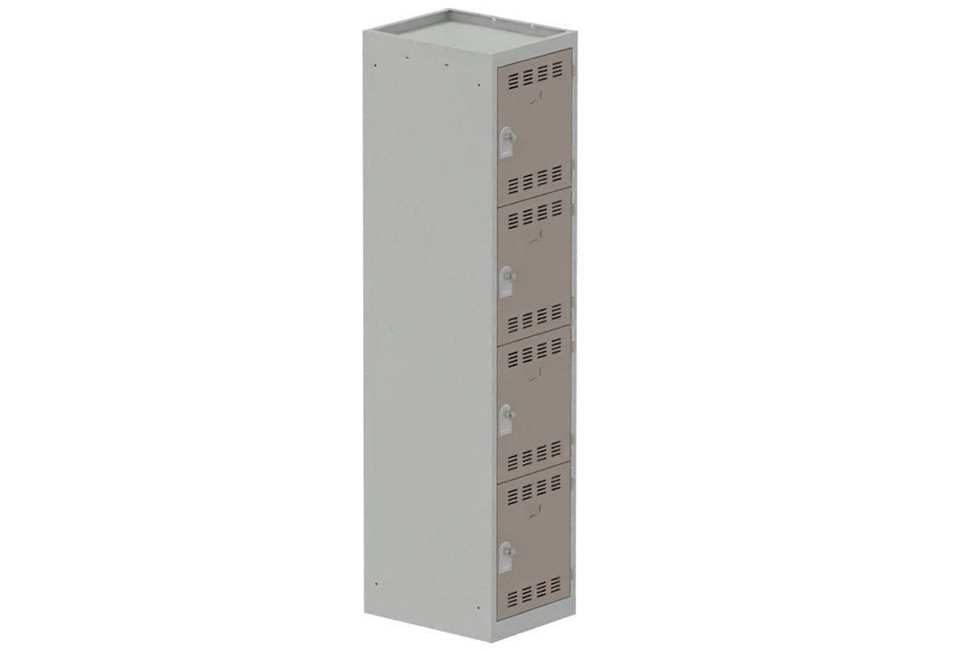 Vestiaire multicases 1 colonne L,40cm 4 cases (fermeture cadenas) H,180xL,40xP,50cm coffre gris clair/portes basalte