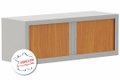Armoire rehausse H44xL120cm coffre aluminium/rideaux merisier