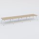 K5 table bench 560*120 cm. Plateau Chêne naturel et pietement Blanc avec base chromé.