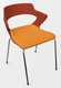 SWEETY Chaise 4 pieds tube, piétement chrome, coque polypropylène coloris rouge, placet assise tissu BONDAI coloris jaune