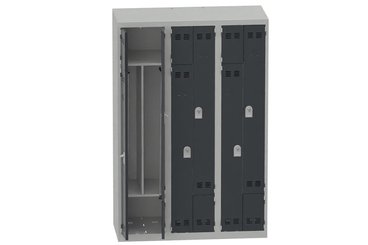 VESTIAIRES GAIN DE PLACE - 3 Colonnes - Vestiaire gain de place 3 colonnes (fermeture cadenas) coffre gris clair/portes anthracite