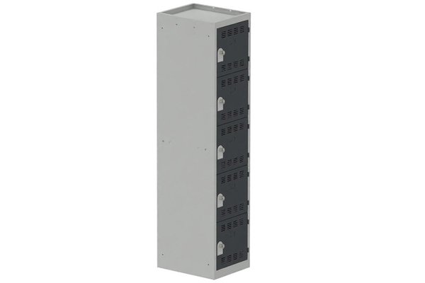 VESTIAIRES MULTICASES - 1 Colonne - Vestiaire multicases, 1 colonne L.40cm/5 cases, coffre gris clair/portes anthracite