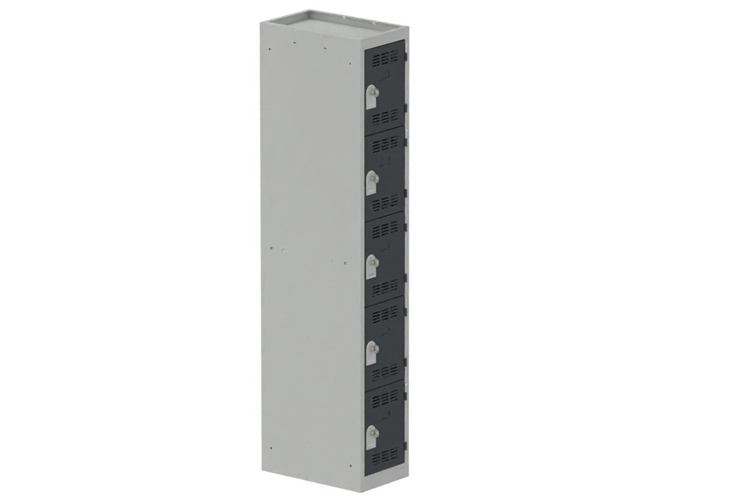 Vestiaire multicases, 1 colonne L.30cm/5 cases, coffre gris clair/portes anthracite