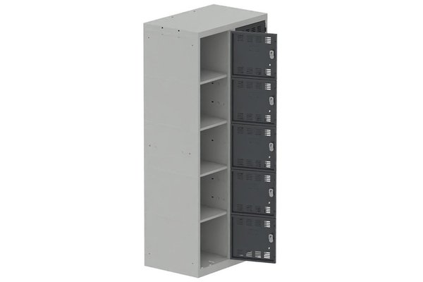 VESTIAIRES MULTICASES - 2 Colonnes - Vestiaire multicases, 2 colonnes L.80cm/10 cases, coffre gris clair/portes anthracite