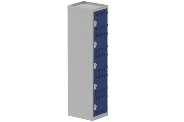 VESTIAIRES MULTICASES - 1 Colonne - Vestiaire multicases, 1 colonne L.40cm/5 cases, coffre gris clair/portes bleu foncé