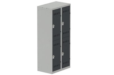 VESTIAIRES MULTICASES - 2 Colonnes - Vestiaire multicases, 2 colonnes L.80cm/4 cases, coffre gris clair/portes anthracite