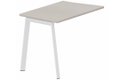 Retour vague à gauche 90 x 60 cm sur pied K7, plateau acacia, structure blanc