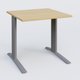 K1 Plateau droit 80x80 pieds fixe. Plateau Chêne clair et pietement Aluminium