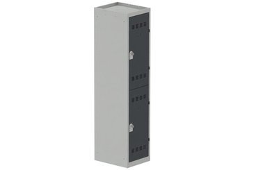 VESTIAIRES MULTICASES - 1 Colonne - Vestiaire multicases, 1 colonne L.40cm/2 cases, coffre gris clair/portes anthracite