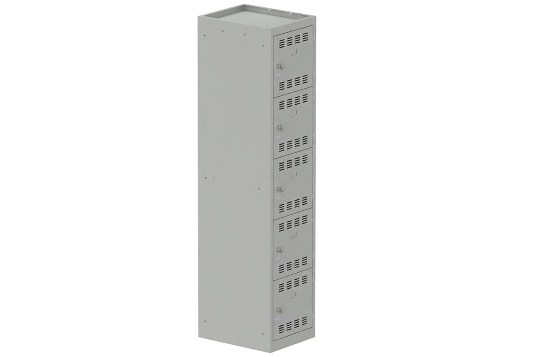 Vestiaire multicases 1 colonne L,40cm 5 cases (fermeture cadenas) H,180xL,40xP,50cm coffre gris clair/portes gris clair