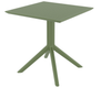 SEVILLE-Table en résine, cadre métallique, -70x70cm-Finition:plateau vert olive/piètement vert olive