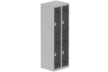 VESTIAIRES MULTICASES - 2 Colonnes - Vestiaire multicases, 2 colonnes L.60 cm/4 cases, coffre gris clair/portes anthracite
