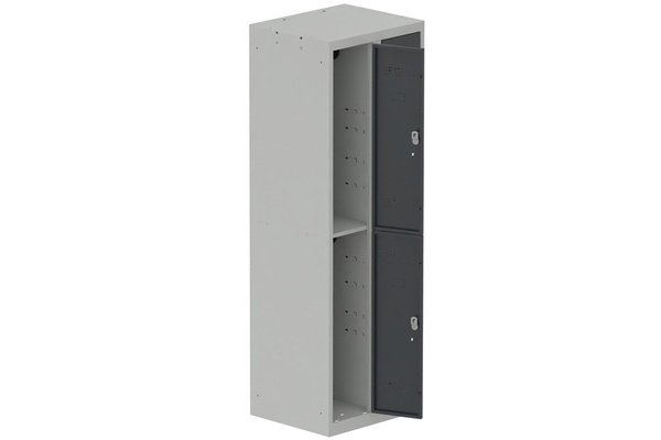 VESTIAIRES MULTICASES - 2 Colonnes - Vestiaire multicases, 2 colonnes L.60 cm/4 cases, coffre gris clair/portes anthracite