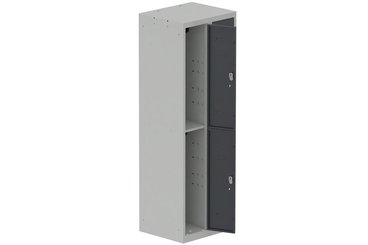 VESTIAIRES MULTICASES - 2 Colonnes - Vestiaire multicases, 2 colonnes L.60 cm/4 cases, coffre gris clair/portes anthracite