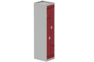 [Pas de famille] - [Pas de sous famille] - Vestiaire gain de place 1 colonne (fermeture cadenas) H,180xL,40xP,50cm coffre gris clair/portes rouge