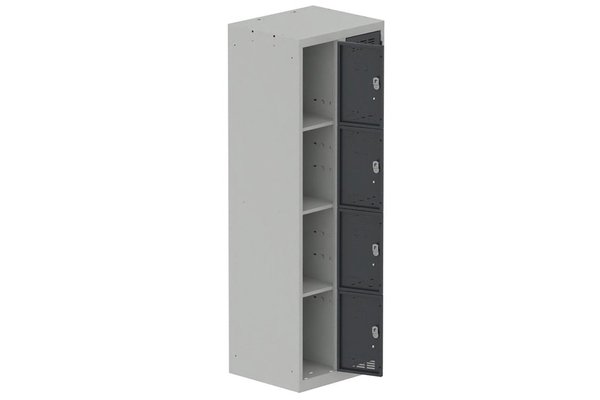 VESTIAIRES MULTICASES - 2 Colonnes - Vestiaire multicases, 2 colonnes L.60cm/8 cases, coffre gris clair/portes anthracite