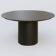 Table Basse Fashion Styl piètement colonne en métal D-26cm et plateau bois. Plateau Chêne Moka et pietement Noir (RAL 9005).