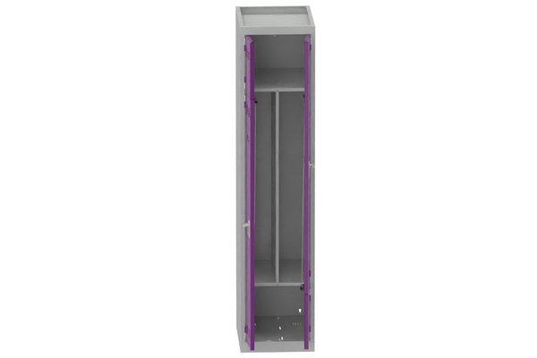 [Pas de famille] - [Pas de sous famille] - Vestiaire gain de place 1 colonne (fermeture cadenas) H,180xL,40xP,50cm coffre gris clair/portes prune