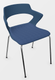 SWEETY Chaise 4 pieds tube, piétement chrome, coque polypropylène coloris bleu, placet assise tissu BONDAI coloris bleu BNP