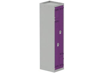 [Pas de famille] - [Pas de sous famille] - Vestiaire gain de place 1 colonne (fermeture cadenas) H,180xL,40xP,50cm coffre gris clair/portes prune